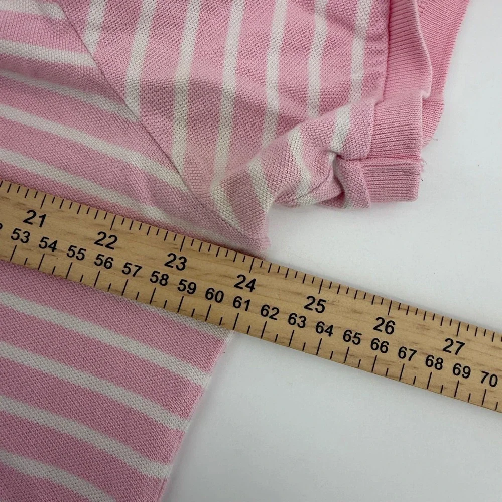 Polo Ralph Lauren Polo Shirt Mens XL Pink White Striped‎ Custom Fit Short Sleeve